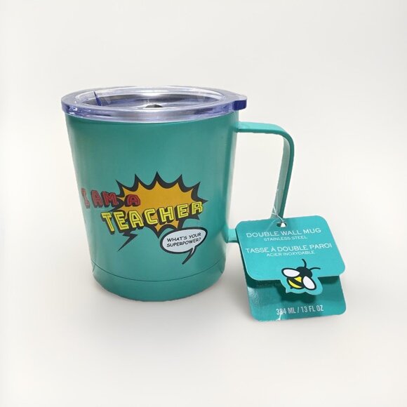 I Am A Teacher Coffee Mug, Blue Stainless Steel Double Wall New Slight Scratches - Picture 1 of 10